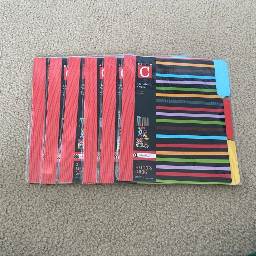 Studio C Striped + Floral File Folders - 6 packs of 3 each NWT